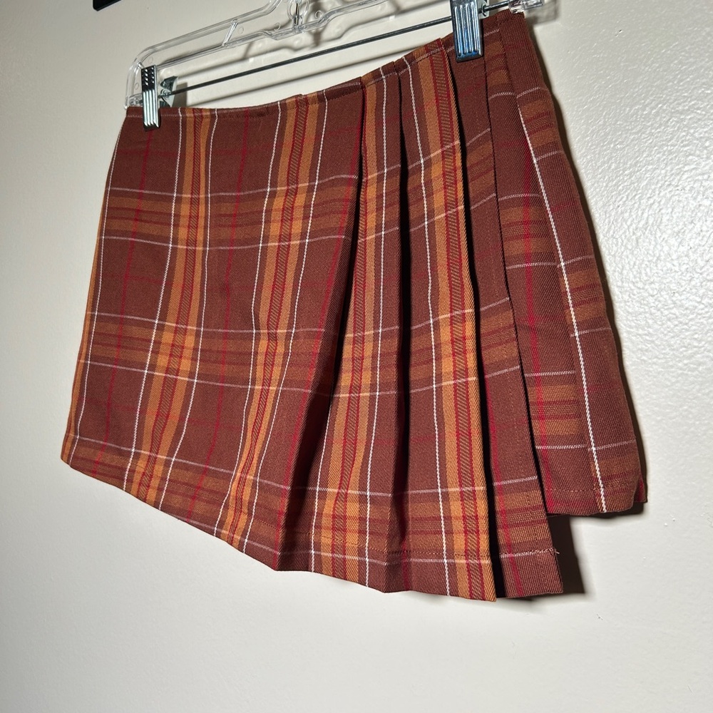 Forever 21 Orange Plaid Mini Skirt - Picture 2 of 4